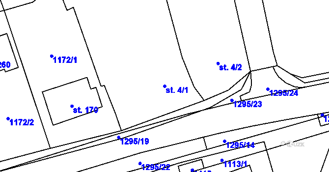 Parcela st. 4/1 v KÚ Výrov u Kralovic, Katastrální mapa