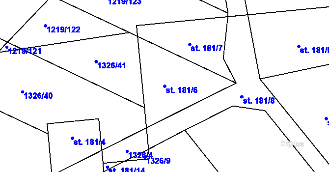 Parcela st. 181/6 v KÚ Výrov u Kralovic, Katastrální mapa