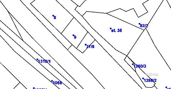 Parcela st. 77/8 v KÚ Výrov u Kralovic, Katastrální mapa