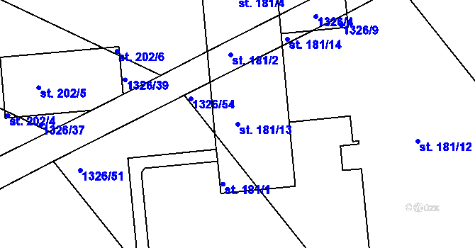 Parcela st. 181/13 v KÚ Výrov u Kralovic, Katastrální mapa