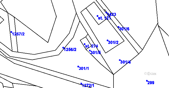 Parcela st. 274 v KÚ Výrov u Kralovic, Katastrální mapa