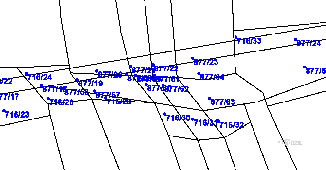 Parcela st. 877/62 v KÚ Výrov u Kralovic, Katastrální mapa