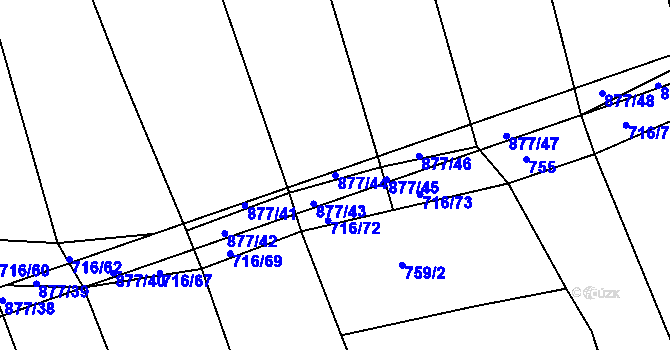 Parcela st. 877/44 v KÚ Výrov u Kralovic, Katastrální mapa