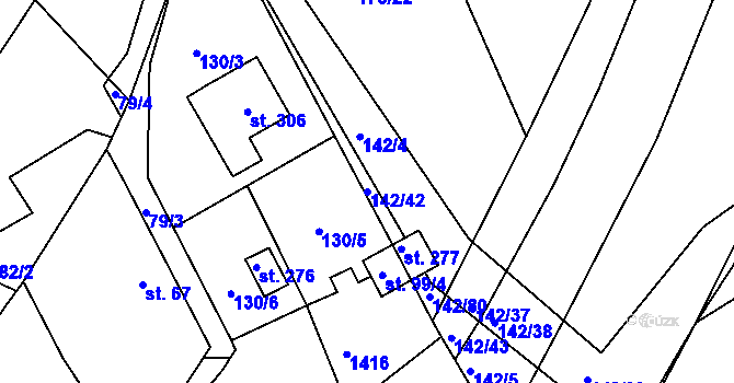 Parcela st. 142/42 v KÚ Výrov u Kralovic, Katastrální mapa
