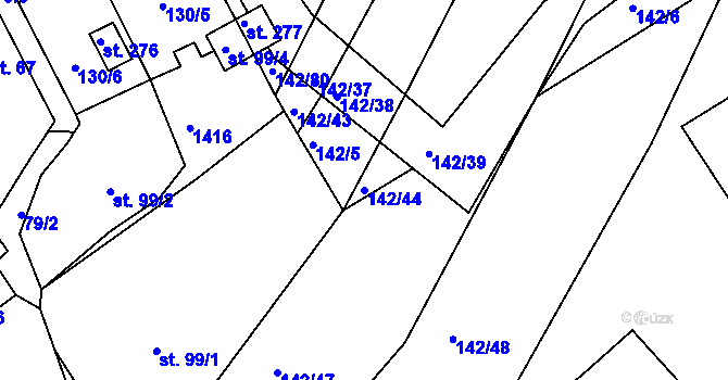 Parcela st. 142/44 v KÚ Výrov u Kralovic, Katastrální mapa