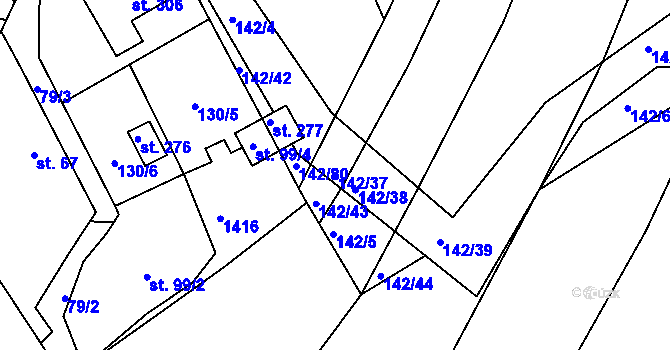Parcela st. 142/37 v KÚ Výrov u Kralovic, Katastrální mapa
