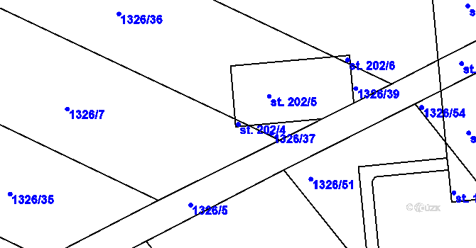 Parcela st. 202/4 v KÚ Výrov u Kralovic, Katastrální mapa