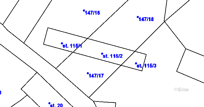 Parcela st. 115/2 v KÚ Výrovice, Katastrální mapa