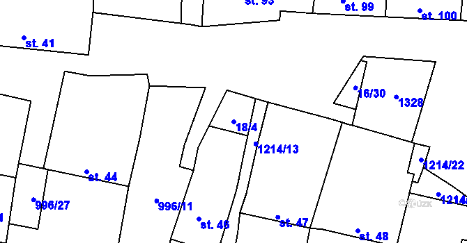 Parcela st. 18/4 v KÚ Výrovice, Katastrální mapa