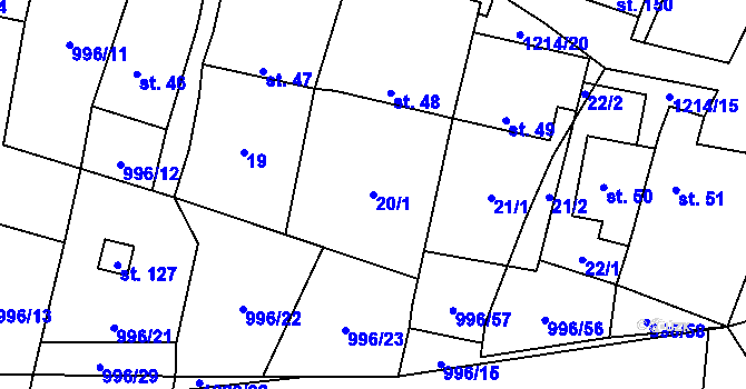 Parcela st. 20/1 v KÚ Výrovice, Katastrální mapa