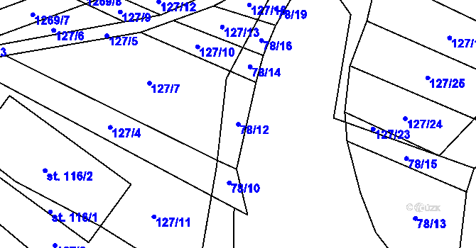 Parcela st. 78/12 v KÚ Výrovice, Katastrální mapa
