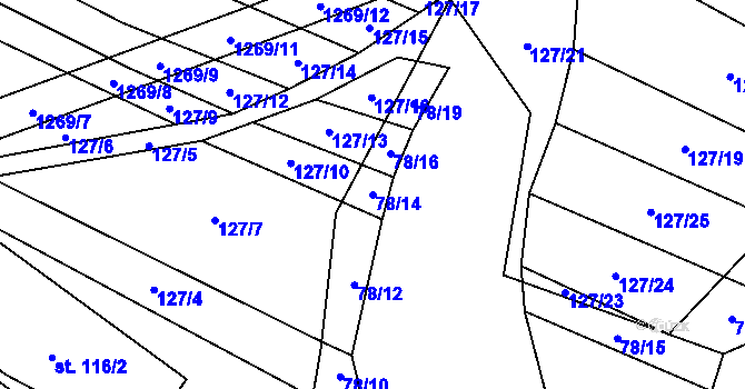 Parcela st. 78/14 v KÚ Výrovice, Katastrální mapa