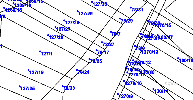 Parcela st. 78/17 v KÚ Výrovice, Katastrální mapa
