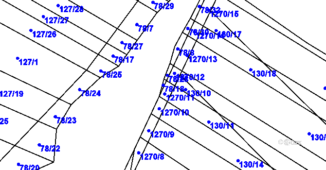Parcela st. 78/18 v KÚ Výrovice, Katastrální mapa