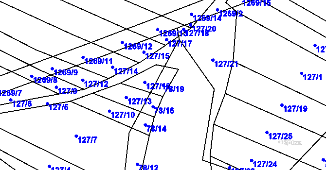 Parcela st. 78/19 v KÚ Výrovice, Katastrální mapa