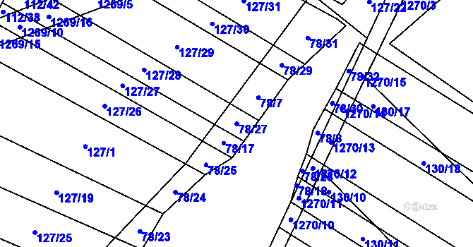 Parcela st. 78/27 v KÚ Výrovice, Katastrální mapa
