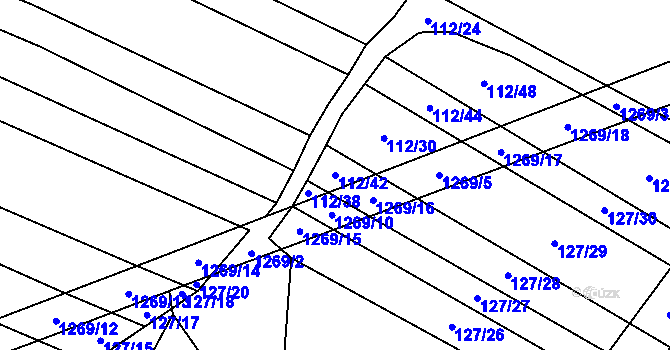 Parcela st. 112/42 v KÚ Výrovice, Katastrální mapa