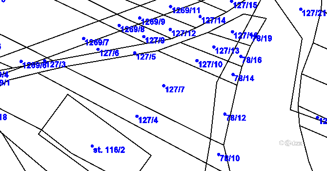 Parcela st. 127/7 v KÚ Výrovice, Katastrální mapa