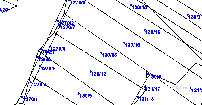Parcela st. 130/13 v KÚ Výrovice, Katastrální mapa
