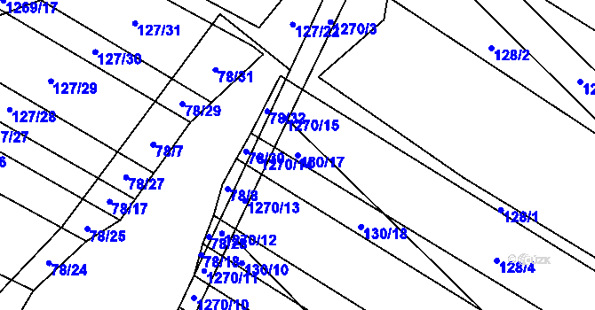 Parcela st. 130/17 v KÚ Výrovice, Katastrální mapa