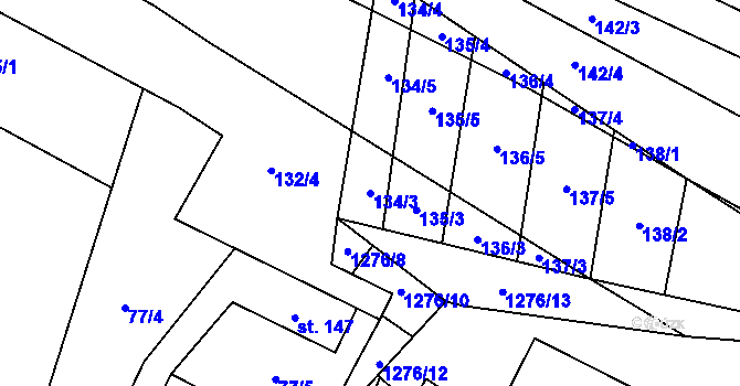 Parcela st. 134/3 v KÚ Výrovice, Katastrální mapa