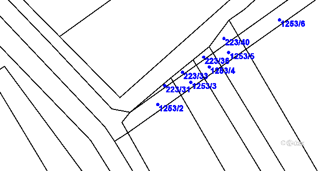 Parcela st. 223/31 v KÚ Výrovice, Katastrální mapa
