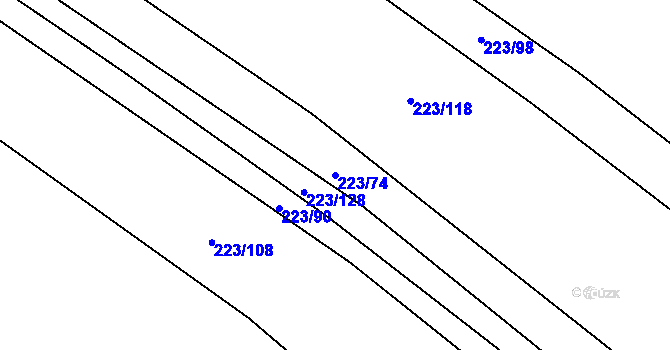 Parcela st. 223/74 v KÚ Výrovice, Katastrální mapa