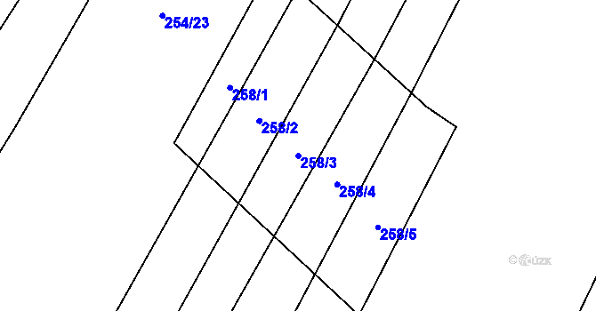 Parcela st. 258/3 v KÚ Výrovice, Katastrální mapa