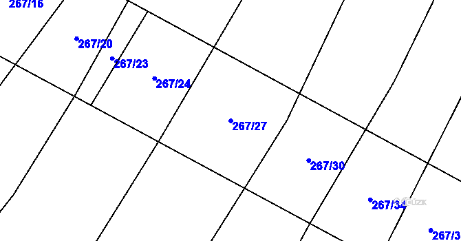 Parcela st. 267/27 v KÚ Výrovice, Katastrální mapa
