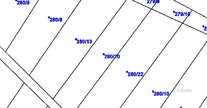 Parcela st. 280/20 v KÚ Výrovice, Katastrální mapa
