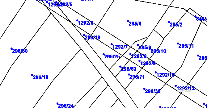 Parcela st. 296/25 v KÚ Výrovice, Katastrální mapa