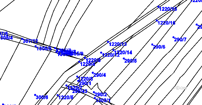 Parcela st. 1220/12 v KÚ Výrovice, Katastrální mapa
