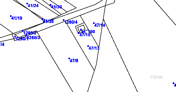 Parcela st. 47/13 v KÚ Výrovice, Katastrální mapa