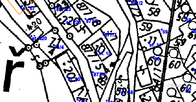 Parcela st. 10 v KÚ Vyskeř, Katastrální mapa