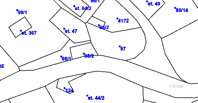 Parcela st. 46 v KÚ Vyskeř, Katastrální mapa