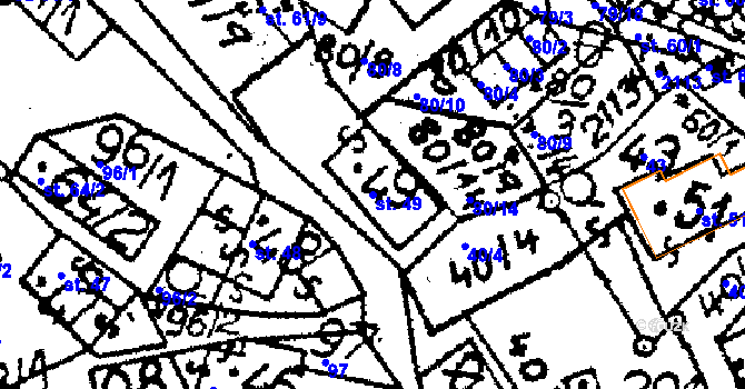 Parcela st. 49 v KÚ Vyskeř, Katastrální mapa