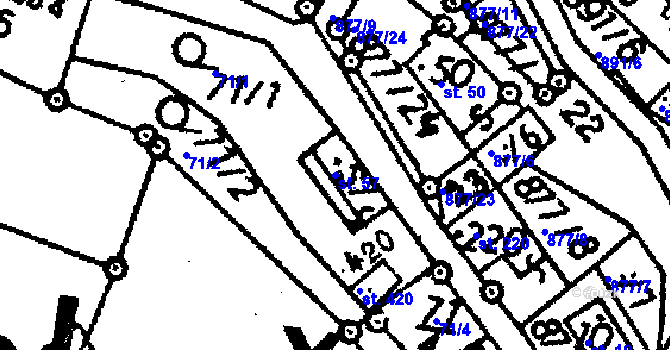 Parcela st. 57 v KÚ Vyskeř, Katastrální mapa