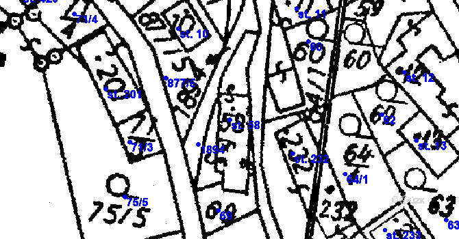 Parcela st. 58 v KÚ Vyskeř, Katastrální mapa