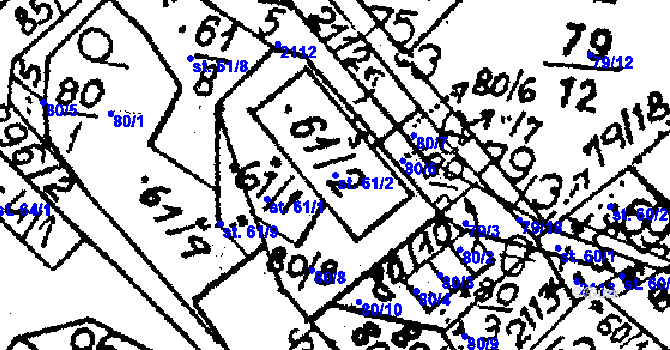 Parcela st. 61/2 v KÚ Vyskeř, Katastrální mapa