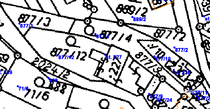 Parcela st. 227 v KÚ Vyskeř, Katastrální mapa