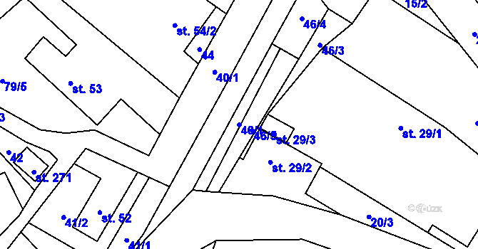 Parcela st. 46/1 v KÚ Vyskeř, Katastrální mapa