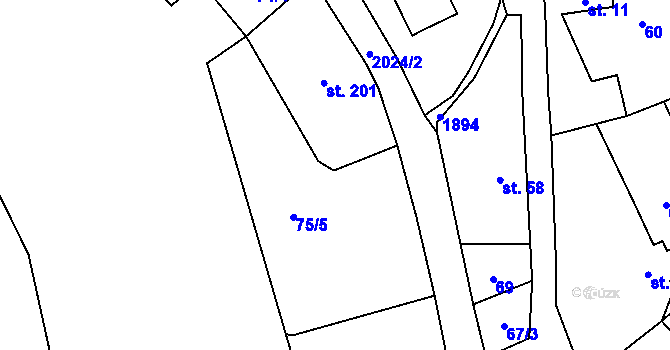 Parcela st. 71/3 v KÚ Vyskeř, Katastrální mapa