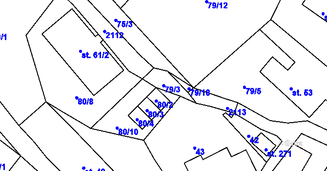 Parcela st. 79/3 v KÚ Vyskeř, Katastrální mapa