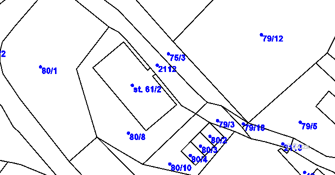 Parcela st. 80/6 v KÚ Vyskeř, Katastrální mapa