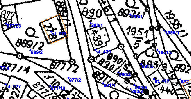 Parcela st. 439 v KÚ Vyskeř, Katastrální mapa