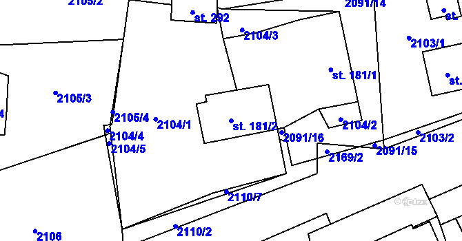 Parcela st. 181/2 v KÚ Vyskytná, Katastrální mapa