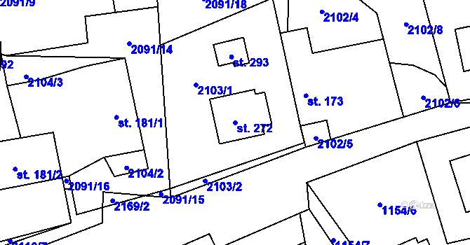 Parcela st. 272 v KÚ Vyskytná, Katastrální mapa