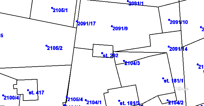 Parcela st. 292 v KÚ Vyskytná, Katastrální mapa