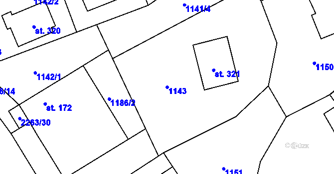 Parcela st. 1143 v KÚ Vyskytná, Katastrální mapa