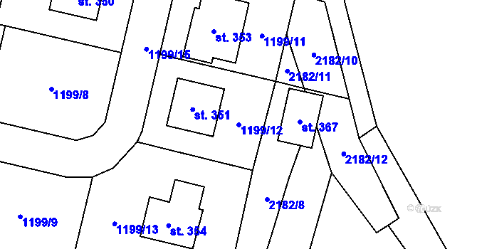 Parcela st. 1199/12 v KÚ Vyskytná, Katastrální mapa